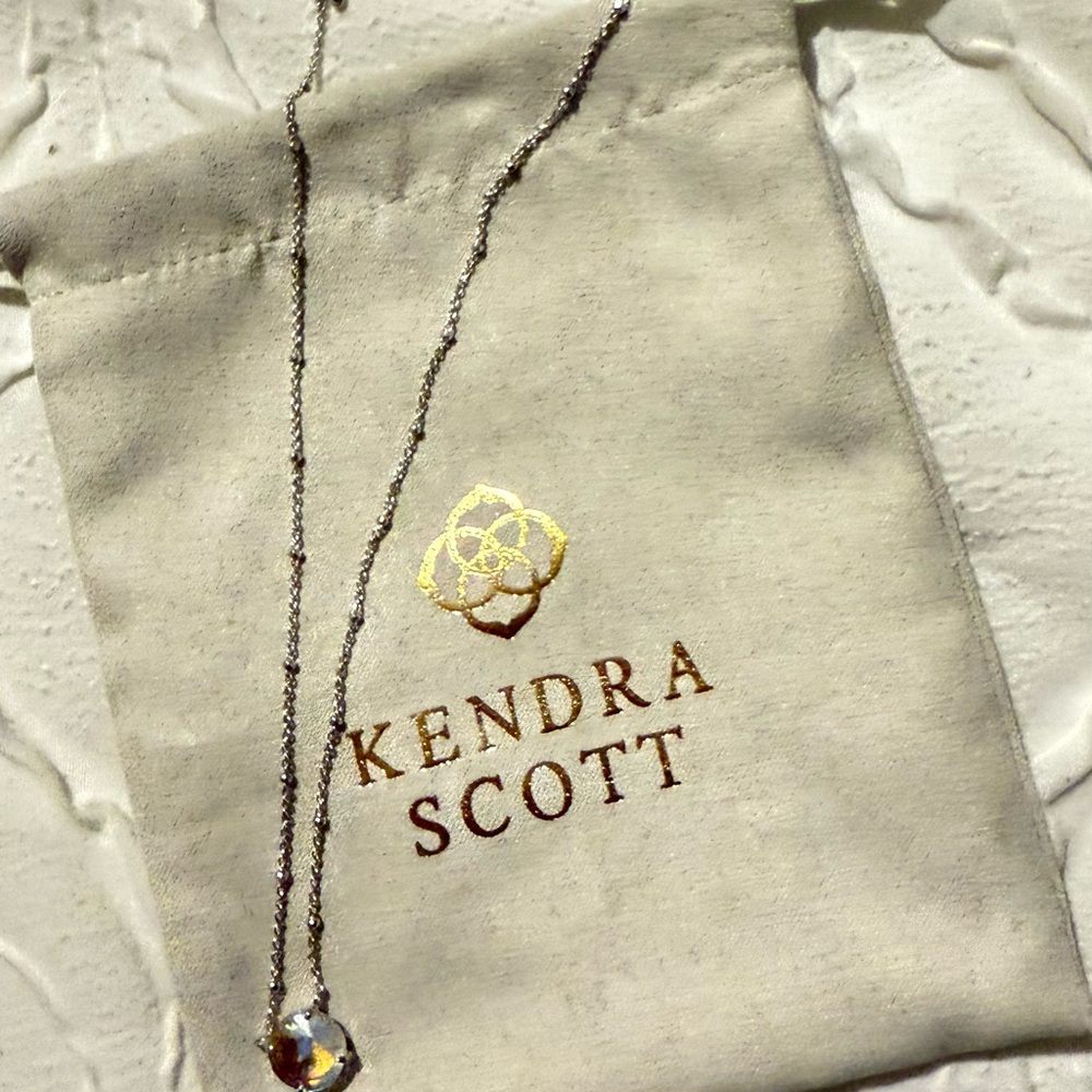 Kendra Scott Silver Necklace with Crystal Pendant